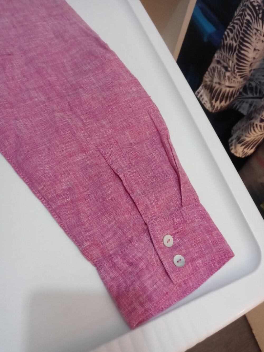 SIGRID OLSEN linen button down shirt in orchid (L) - Picture 7 of 10